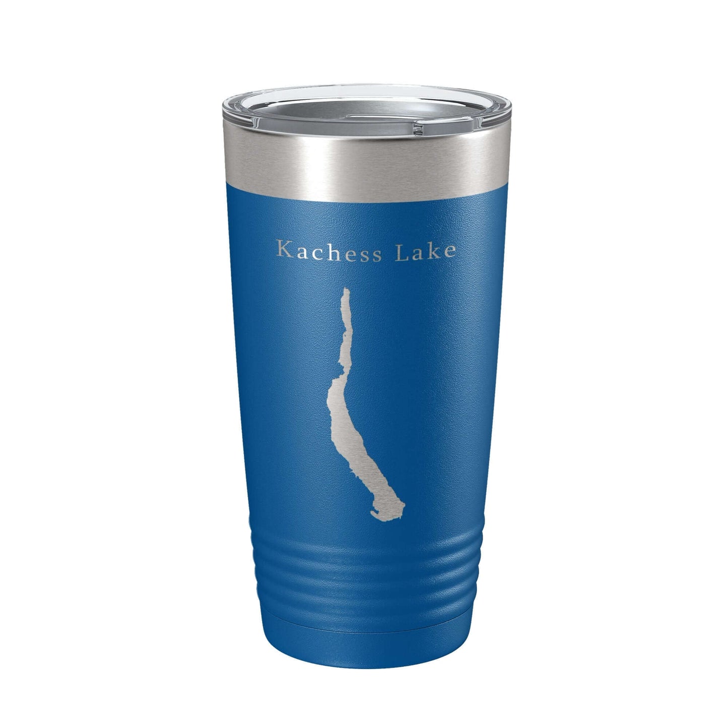 Kachess Lake map tumbler travel mug, insulated, laser engraved, 20 oz stainless steel cup with lid.