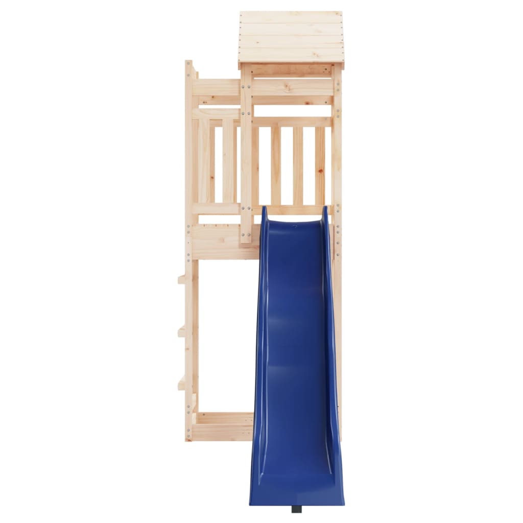 vidaXL outdoor wooden playset with blue slide made of solid pine wood for children's backyard fun