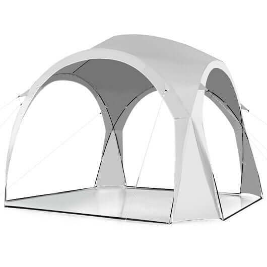 White 11x11 feet patio sun shade shelter canopy tent with an open design for outdoor beach use.