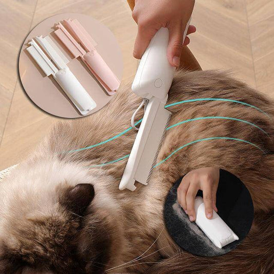 Pet hair remover brush in action, featuring easy grooming and fur-free functionality for cats and dogs.