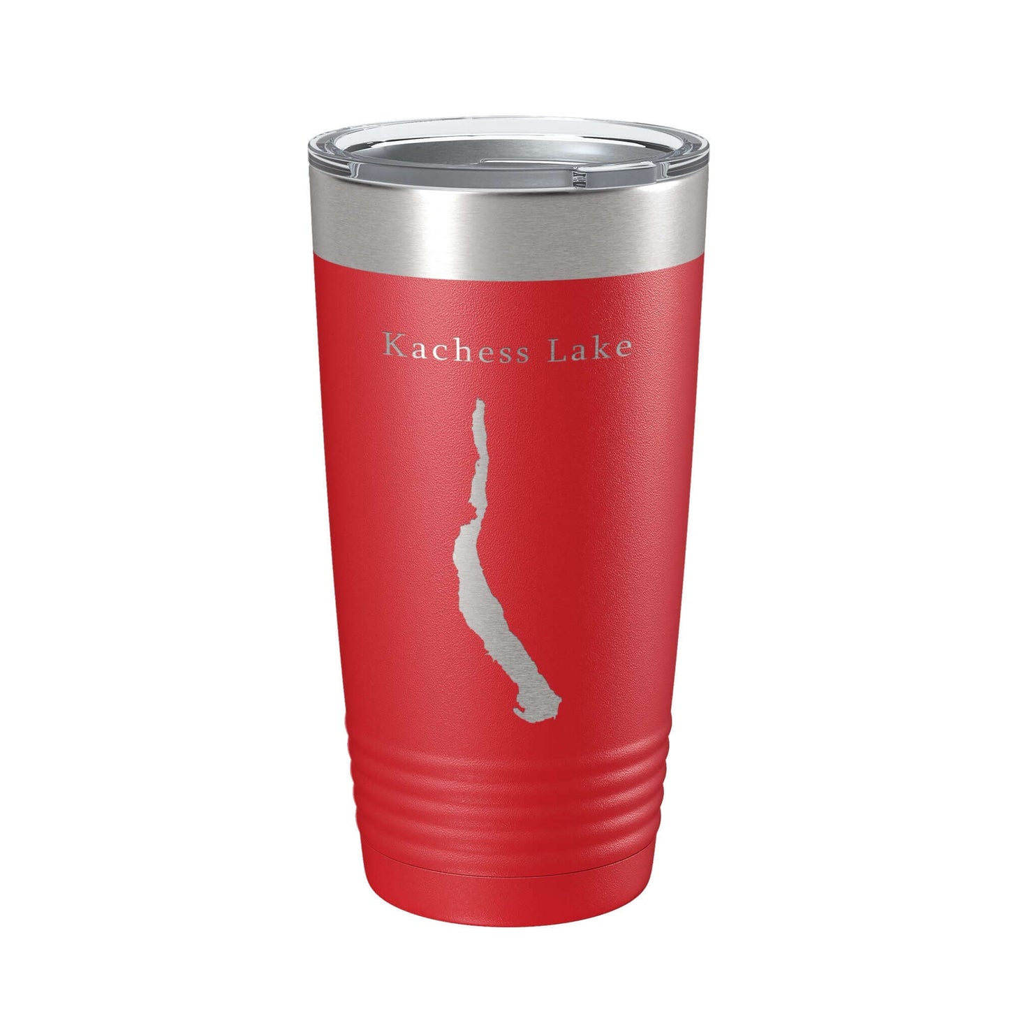 Kachess Lake map tumbler travel mug, insulated 20 oz stainless steel coffee cup with laser engraved design.